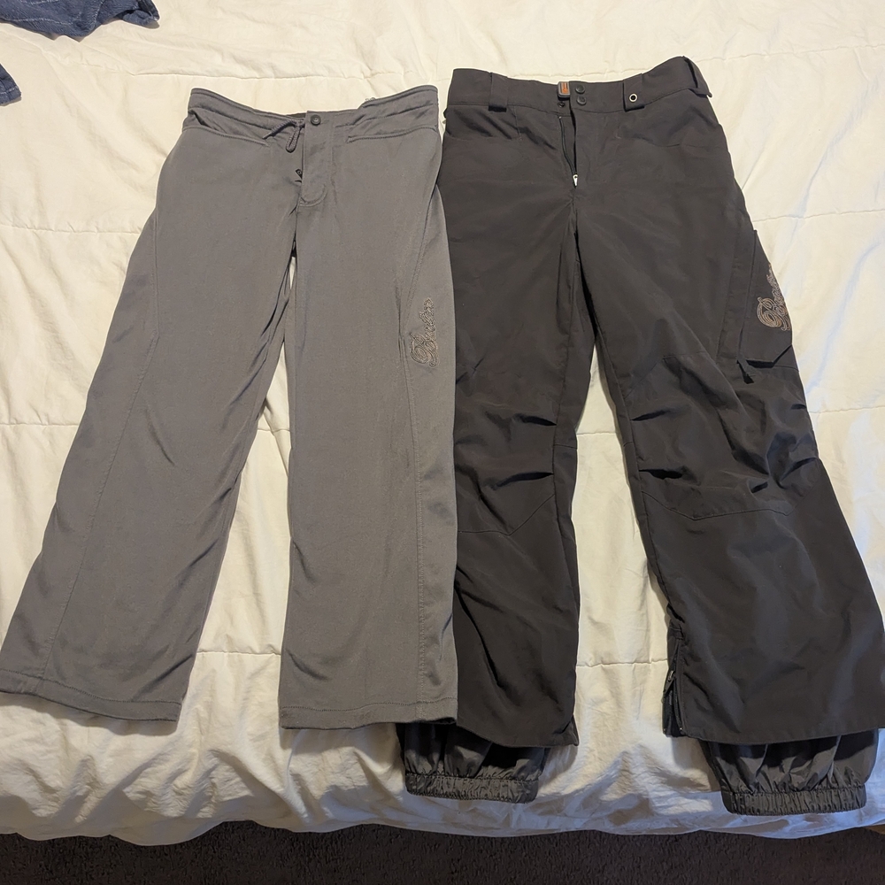 Burton Girl's Ski Embroidered Gray Pants With Inner Layer Pants, L